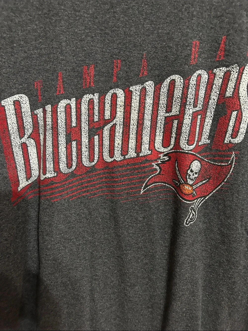 NFL Team Apparel Tampa Bay Buccaneers Graphic Tee - Charcoal with Red Mens M